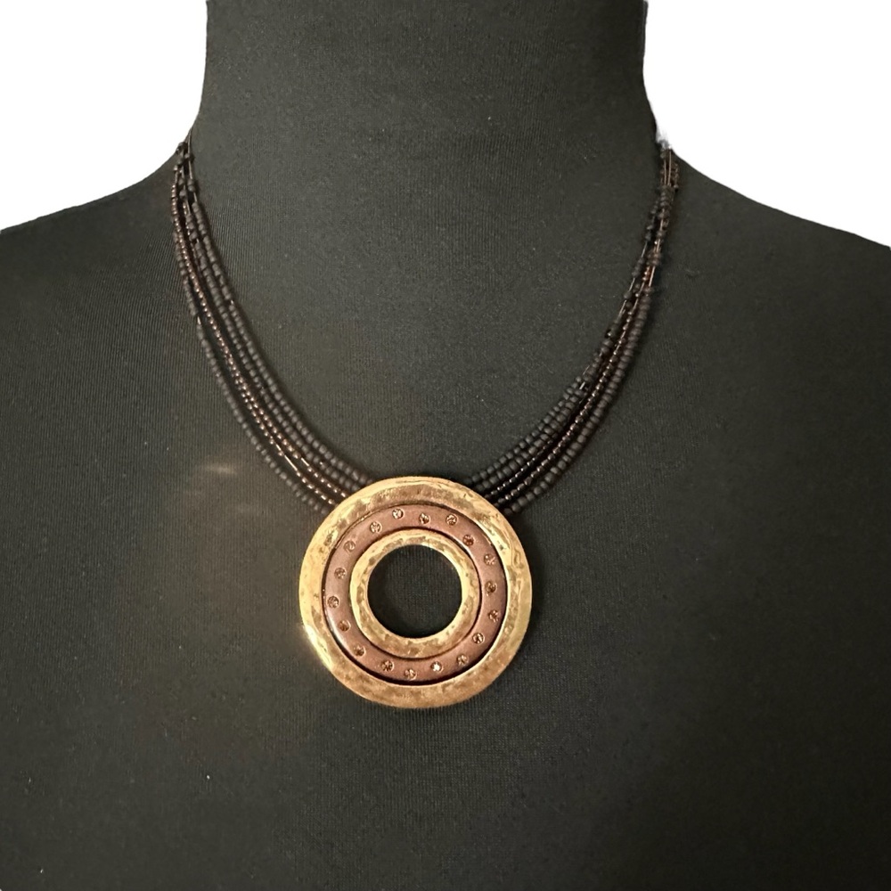 Chico’s Statement Necklace Brown and Gold